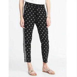 Old Navy Ankle Soft Pants Women's S Black White All Over Print Boho‎ Hippie